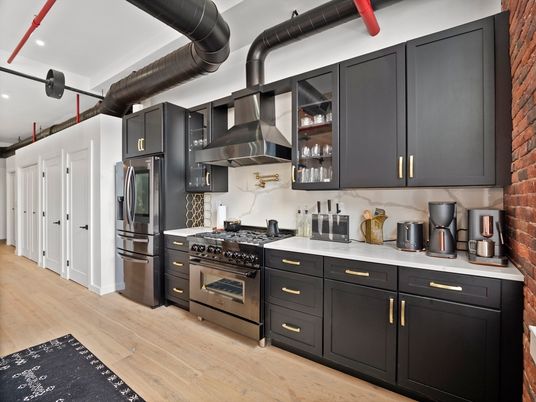 Interior, Kitchen, Stainless Steel Appliances, Wood Texture Flooring