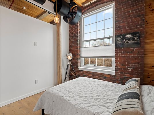 Bedroom, Interior, Pendant Lights, Stone Walls, Wooden Beams, Wooden Ceilings, Wood Texture Flooring