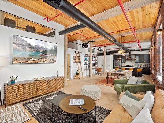Dining room, Interior, Kitchen, Living room, Pendant Lights, Stone Walls, Wooden Beams, Wooden Ceilings, Wood Texture Flooring