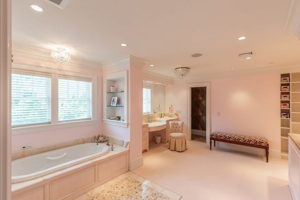 Bathroom, Chandelier, Interior, Recessed Lighting