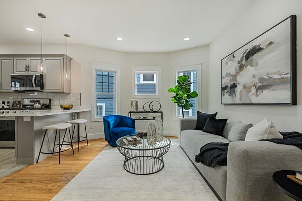Interior, Kitchen, Living room, Pendant Lights, Recessed Lighting, Wood Texture Flooring