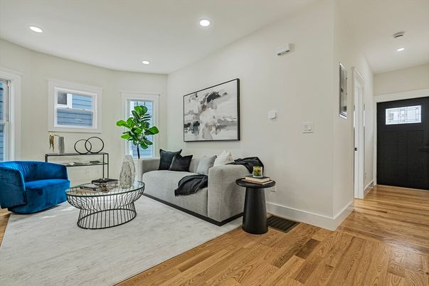 Interior, Living room, Recessed Lighting, Wood Texture Flooring