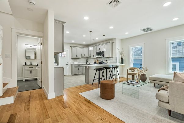 Interior, Kitchen, Pendant Lights, Recessed Lighting, Water, Wood Texture Flooring