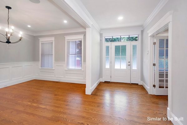 Empty room, Interior, Pendant Lights, Recessed Lighting, Wood Texture Flooring