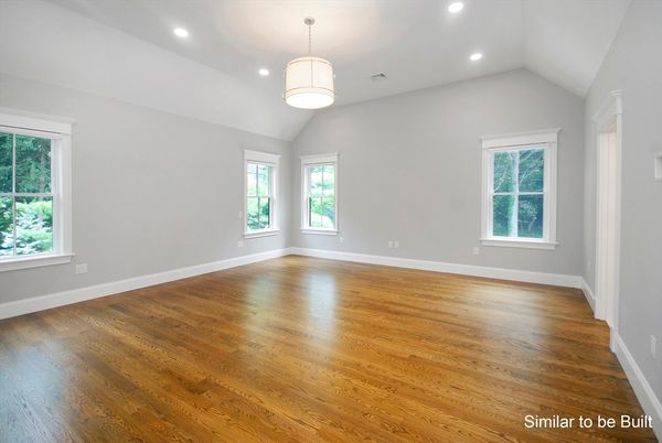 Empty room, Interior, Pendant Lights, Recessed Lighting, Wood Texture Flooring