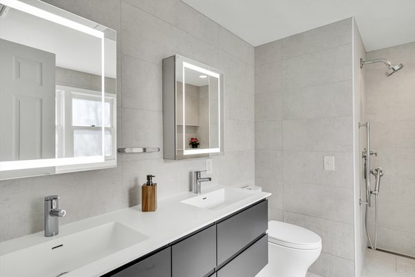 Bathroom, Dual Sink Vanities, Glass Shower, Interior