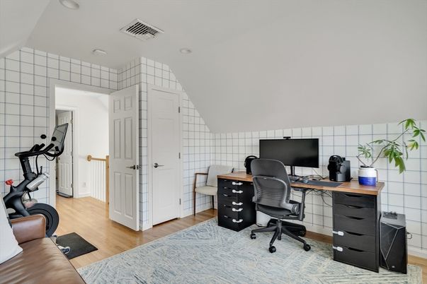 Fitness Equipment, Home Office, Interior, Wood Texture Flooring