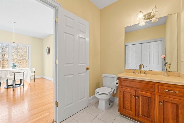 Bathroom, Dining room, Interior, Pendant Lights, Wood Texture Flooring
