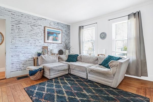 Interior, Living room, Stone Walls, Wood Texture Flooring