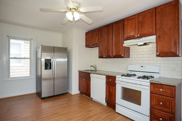 Interior, Kitchen, Stainless Steel Appliances, Wood Texture Flooring