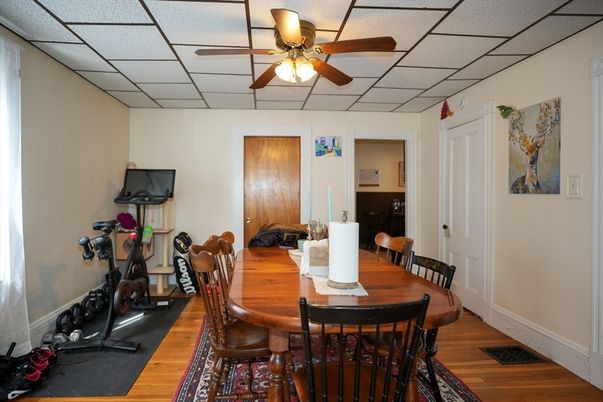 Dining room, Fitness Equipment, Interior, Wood Texture Flooring