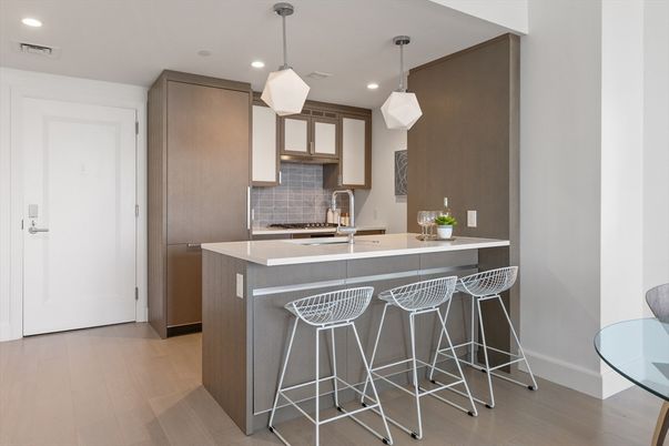 Interior, Kitchen, Pendant Lights, Recessed Lighting, Wood Texture Flooring