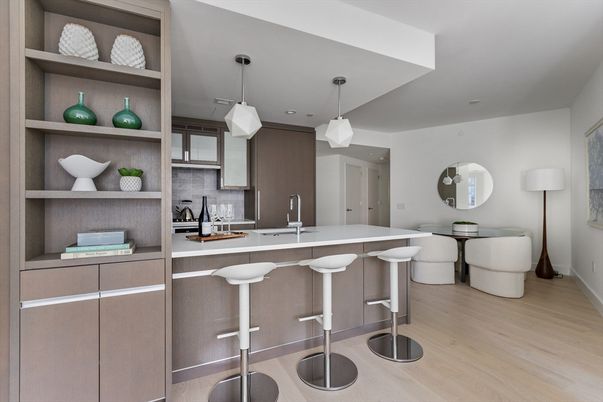 Interior, Kitchen, Pendant Lights, Recessed Lighting, Wood Texture Flooring