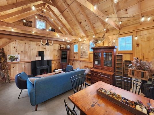 Dining room, Fireplace, Interior, Living room, Wooden Beams, Wooden Ceilings, Wooden Walls
