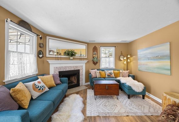 Fireplace, Interior, Living room, Wood Texture Flooring