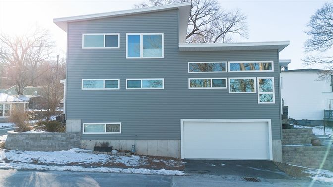 Attached, Exterior, Facade, Modern