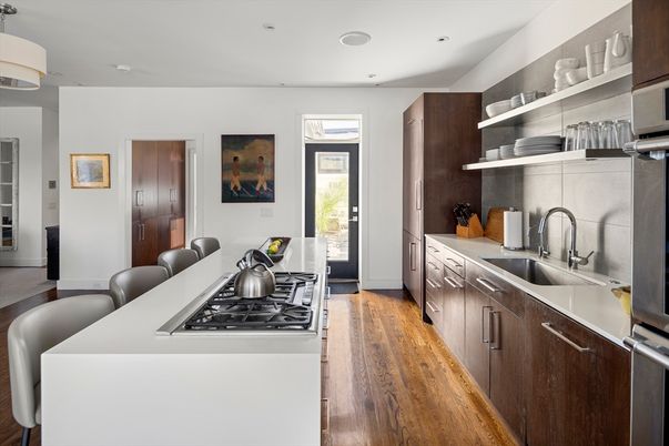 Interior, Kitchen, Recessed Lighting, Wood Texture Flooring