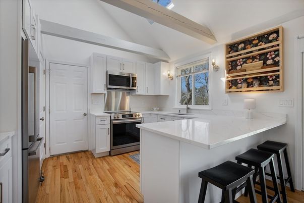 Interior, Kitchen, Stainless Steel Appliances, Wood Texture Flooring