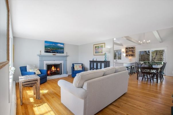 Chandelier, Dining room, Fireplace, Interior, Living room, Wood Texture Flooring