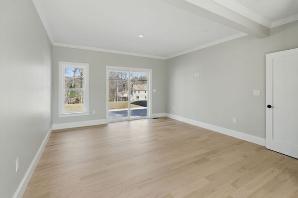 Empty room, Interior, Recessed Lighting, Wood Texture Flooring