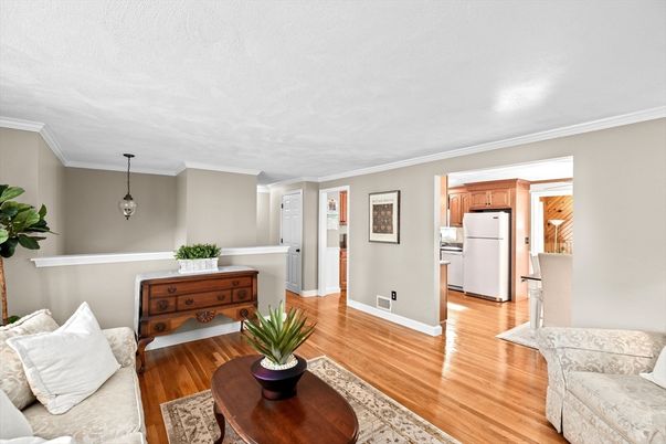 Interior, Kitchen, Living room, Pendant Lights, Wood Texture Flooring