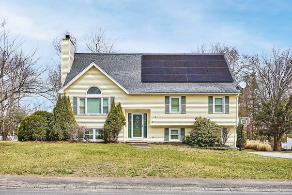 Exterior, Facade, Solar Panels, Raised Ranch