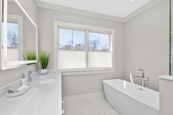 Bathroom, Dual Sink Vanities, Free Standing Baths, Interior, Marble