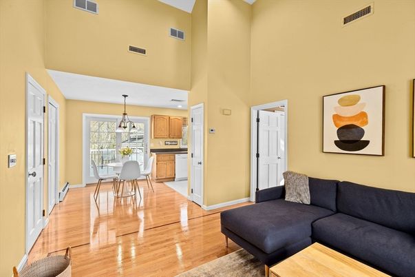 Dining room, Interior, Kitchen, Living room, Pendant Lights, Wood Texture Flooring