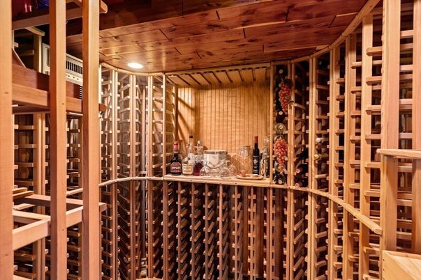 Interior, Recessed Lighting, Wine Storage, Wooden Ceilings