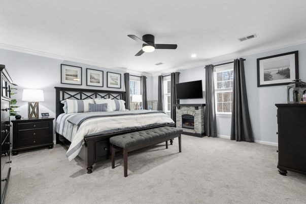 Bedroom, Fireplace, Interior, Recessed Lighting