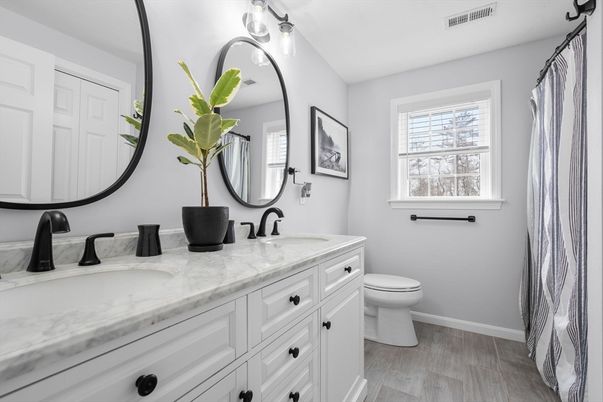 Bathroom, Dual Sink Vanities, Interior, Wood Texture Flooring