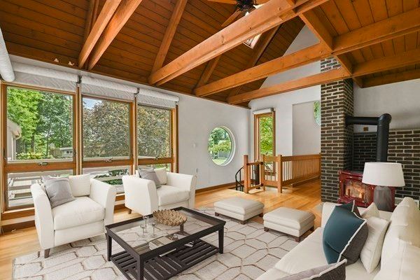 Fireplace, Interior, Living room, Stone Walls, Wooden Beams, Wooden Ceilings, Wood Texture Flooring