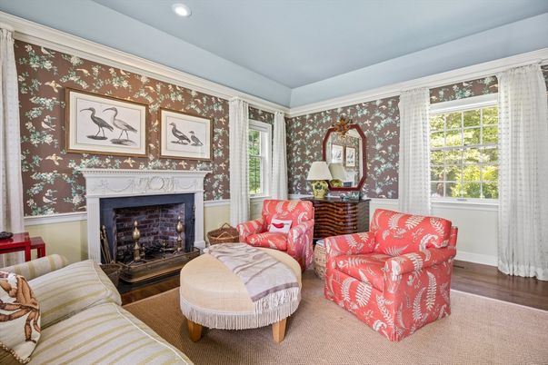Fireplace, Interior, Recessed Lighting, Wood Texture Flooring