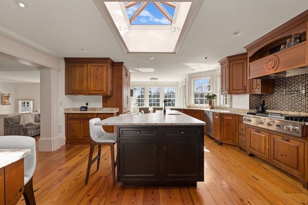 Glass Ceilings, Interior, Kitchen, Recessed Lighting, Stainless Steel Appliances, Wood Texture Flooring