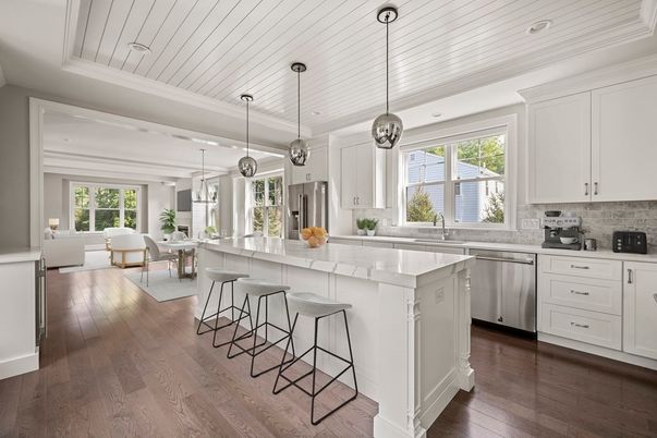 Interior, Kitchen, Living room, Pendant Lights, Recessed Lighting, Stainless Steel Appliances, Wood Texture Flooring
