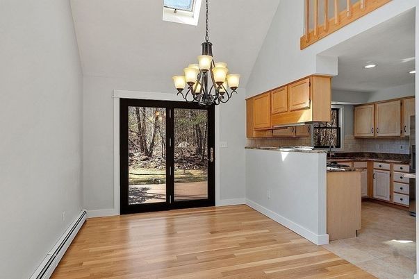 Chandelier, Interior, Kitchen, Recessed Lighting, Wood Texture Flooring