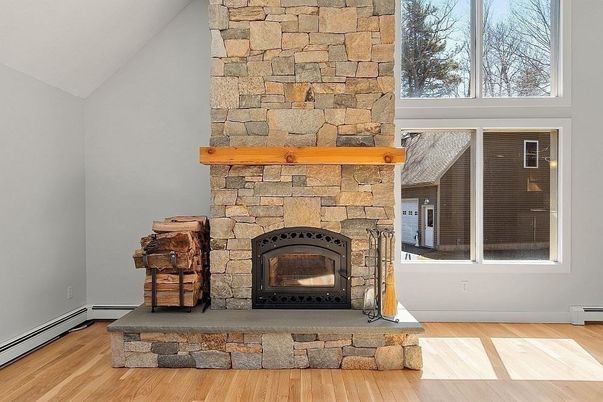 Fireplace, Interior, Stone Walls, Wood Texture Flooring