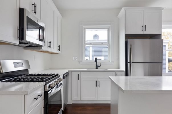 Interior, Kitchen, Stainless Steel Appliances, Wood Texture Flooring