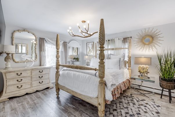 Bedroom, Chandelier, Interior, Wood Texture Flooring