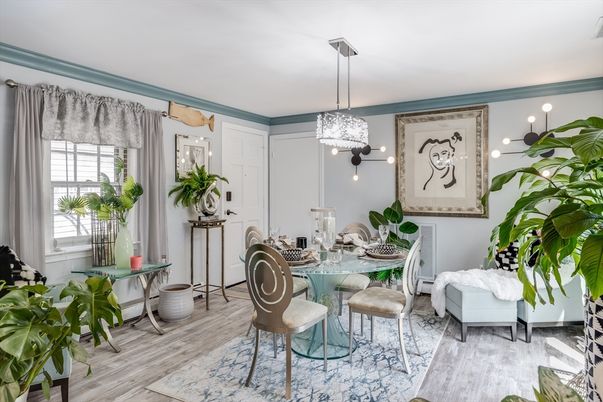 Chandelier, Dining room, Interior, Pendant Lights, Wood Texture Flooring