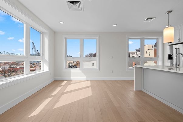Interior, Kitchen, Pendant Lights, Recessed Lighting, Wood Texture Flooring