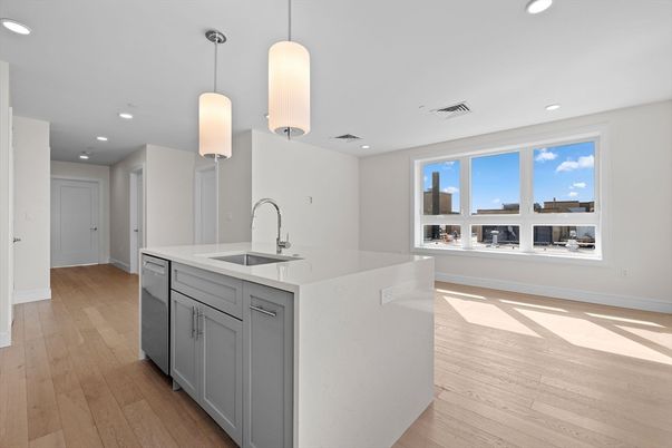 Interior, Kitchen, Pendant Lights, Recessed Lighting, Wood Texture Flooring
