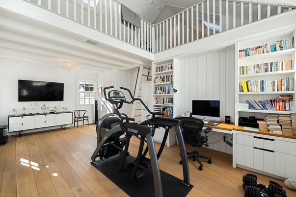 Fitness Equipment, Home Office, Interior, Wood Texture Flooring