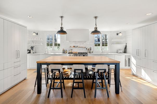 Interior, Kitchen, Pendant Lights, Recessed Lighting, Wood Texture Flooring