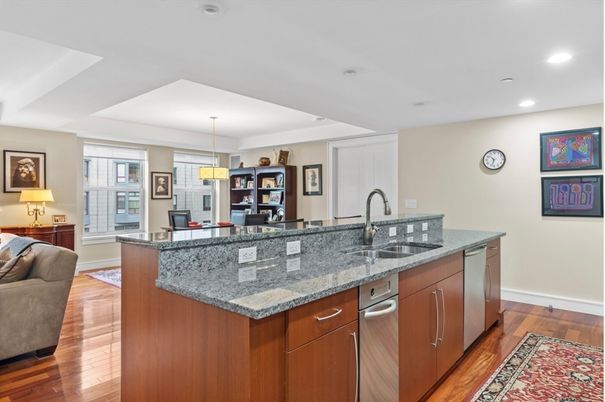 Interior, Kitchen, Pendant Lights, Recessed Lighting, Wood Texture Flooring