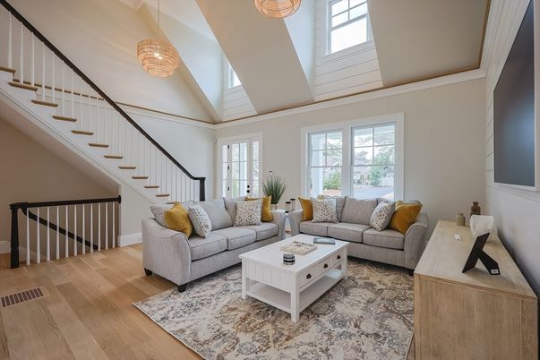 Interior, Living room, Pendant Lights, Wood Texture Flooring