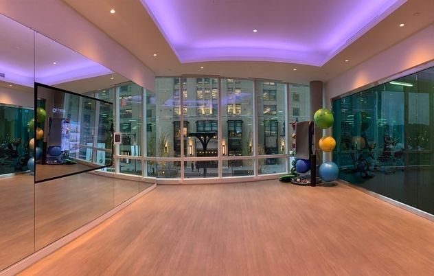 Fitness Equipment, Interior, Recessed Lighting, Wood Texture Flooring
