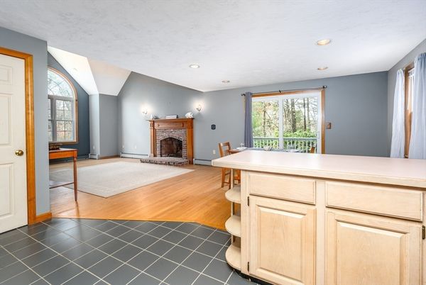 Fireplace, Interior, Recessed Lighting, Wood Texture Flooring