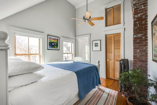 Bedroom, Interior, Stone Walls, Wood Texture Flooring