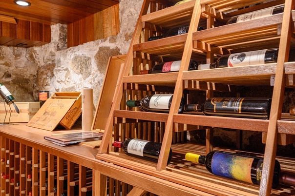 Interior, Recessed Lighting, Stone Walls, Wine Storage, Wooden Beams, Wooden Ceilings